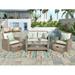 Patio Furniture Set 4 Piece Outdoor Conversation Set All Weather Wicker Sectional Sofa with Ottoman and Cushions