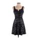 Trixxi Casual Dress - A-Line: Blue Jacquard Dresses - Women's Size Small