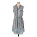 Speed Control Casual Dress - Shirtdress Collared Sleeveless: Blue Dresses - Women's Size Large