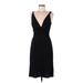 BCBGMAXAZRIA Cocktail Dress - Sheath Plunge Sleeveless: Black Solid Dresses - Women's Size Medium