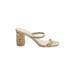 Dolce Vita Mule/Clog: Slide Chunky Heel Casual Gold Solid Shoes - Women's Size 8 1/2 - Open Toe