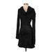 White House Black Market Casual Dress - Mini Cowl Neck Long sleeves: Black Marled Dresses - Women's Size Small