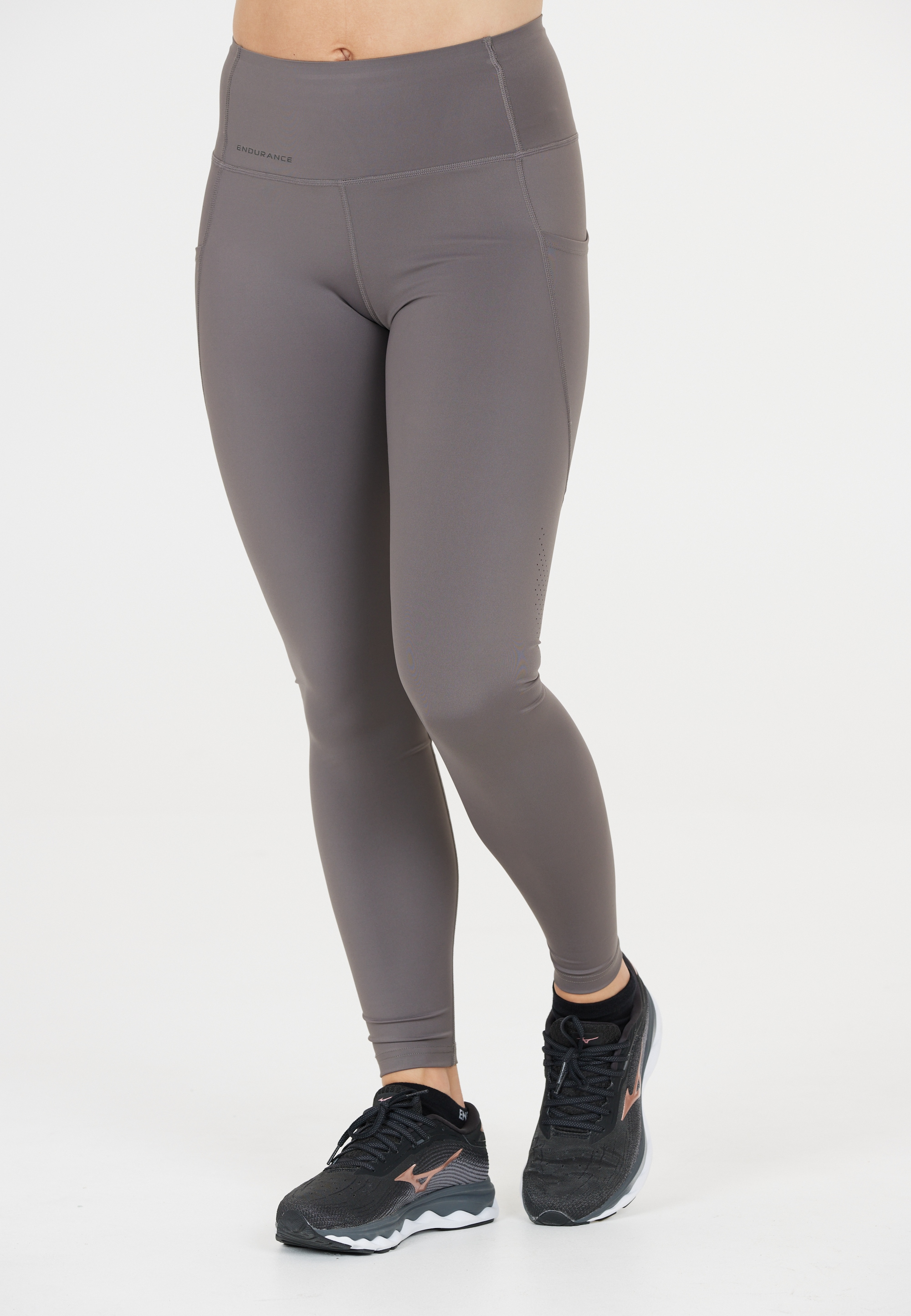 Lauftights ENDURANCE "TATHER", Damen, Gr. 44, EURO-Größen, grau (hellgrau), 75% Nylon, 25% Elasthan, unifarben, normal, Hosen, mit mittlerer Kompression
