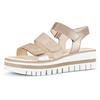 Keilsandalette GABOR, Damen, Gr. 39, beige (beige kombiniert), Leder, Ziegenveloursleder, metallic, modisch, Schuhe, Sommerschuh, Sandale, Keilabsatz, mit drei Klettverschlüssen