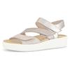 Keilsandalette GABOR, Damen, Gr. 41, beige (beige kombiniert), Ziegenveloursleder, Glattleder, sportlich, Schuhe, Sommerschuh, Riemchensandale mit regulierbaren Klettriemchen