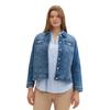 Jeansjacke TOM TAILOR PLUS, Damen, Gr. 48, blau (blau denim), Denim/Jeans, Obermaterial: 98% Baumwolle, 2% Elasthan, unifarben, casual, normal hüftbedeckend, Rundhals, Langarm 1-Knopf-Manschette, Jacken, mit Knopfleiste und Stretch