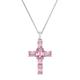 Kette mit Anhänger GIORGIO MARTELLO MILANO "Anhänger Kreuz Zirkonia oder Kristallstein, Silber 925" Halsketten Gr. 45 cm, Silber 925 (Sterlingsilber), rosa Damen Ketten mit Anhänger