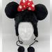 Disney Accessories | Disneyland Park Minnie Mouse Red Bow Beanie With Ear Muffs Pom Pom | Color: Black/Red | Size: Os