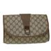 Gucci Bags | Gucci Gg Canvas Web Sherry Line Clutch Bag Pvc Leather Beige Red Auth Ep1418 | Color: Tan | Size: Os