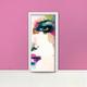 Aquarell Gesicht der Frau Tür Wandbild Selbstklebende Türfolie, ablösbare Peeling-Stick-Türverkleidung, Aufkleber Tür, Kunst, Mädchen, Farbe, D#83