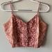 American Eagle Outfitters Tops | American Eagle Women’s Orange And Mauve Floral Crop Top | Color: Orange/Pink | Size: M