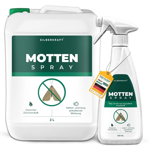 Mottenspray gegen Kleider- & Lebensmittelmotten: 2 L Kanister + 500 ml Sprayflasche Image