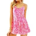 Lilly Pulitzer Pants & Jumpsuits | Lilly Pulitzer Womens Kyla Romper Spaghetti Strap Lined Pleated Pink Pout Size 6 | Color: Pink | Size: 6