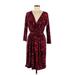 Lands' End Casual Dress - Wrap: Burgundy Damask Dresses - Women's Size Medium