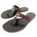 Gucci Shoes | Gucci | Gg Logo Interlocking Web Stripe Black Thong Sandal Flip Flop Us 9.5 | Color: Black/Green/Red | Size: 39.5eu