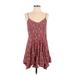 Forever 21 Casual Dress - Mini V-Neck Sleeveless: Burgundy Print Dresses - Women's Size Medium