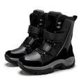 VIPAVA Men's Snow Boots Women's Boots Warm Winter Plush Mid calf Waterproof Women's Boots Black Plus Size PU Leather Boots Women's. (Color : Schwarz, Size : 5.5)