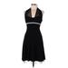 Teeze Me Casual Dress - A-Line V Neck Sleeveless: Black Print Dresses - Women's Size Medium
