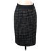 Halogen Casual Pencil Skirt Knee Length: Black Tweed Bottoms - Women's Size 12