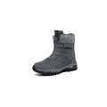 VIPAVA Men's Snow Boots Leather Men Boots Winter with Fur Super Warm Snow Boots Men Winter Work Casual Shoes Sneakers Military Combat Ankle Boots Female (Color : Gray, Size : 7)