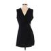 White House Black Market Casual Dress - Mini Plunge Sleeveless: Black Print Dresses - Women's Size Small