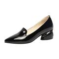 VIPAVA Women's Oxford Shoes Office Lady Shoes Black Patent Dress Shoes Pointed Toe Boat Shoes Mid Heels Pumps Plus Size (Color : Schwarz, Size : 7.5 UK)