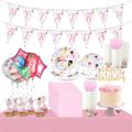 Nitial 140 Pcs Fairy Birthday Party Decoration Include 24 Dessert Plate 24 Dinner Plate 24 Cup 24 Cutlery 24 Napkin 2 Birthday Banner 1 Cake Topper 12 Cupcake Topper 5 Balloon for Baby Shower Supplies