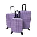 AVIO 3 Piece Grid Hard Shell Luggage Set - Lilac – Lightweight Suitcase Set with 360 Spinner Wheels - Luggage Sets | 20-Inch Cabin Suitcase with 24 & 28 Inch Medium & Large Suitcases & Travel Bags