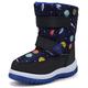 EQUICK Boys Girls Winter Boots Waterproof Lightweight Snow Boots with Fur Outdoor (Toddler/Little Kid/Big Kid), Navy blue, 11.0 cm