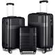 Luggage Sets 3 Piece, Luggage With Tsa Lock Abs Suitcase Set With Hooks and Spinner Wheels Light Weight Luggage Set for Travel, Black, Travel