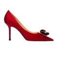 VIPAVA Women's high Heels Quality Silk Satin Bride Wedding Shoes Women Sexy Stilettos Genuine Leather Shoe Sheepskin Lady High Heeled Pumps with Metal (Color : Red, Size : 2.5 UK)