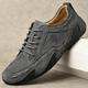 VOSMII Sandal Men Casual Shoes Leather Fashion Men Sneakers Handmade Breathable Mens Boat Shoes Plus Size 38-48 (Color : Gray, Size : 7)