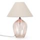 Blush Pink Glass Base Table Lamp with Fabric Tapered Lampshade Living Room Bedroom Bedside Light + LED Bulb