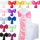 Time to Sparkle 50pcs Satin Chair Cover Sashes Bow Tie Ribbon Table Runner Wedding Reception Decoration - Pink