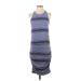 Sundry Casual Dress - Midi Crew Neck Sleeveless: Blue Stripes Dresses - Women's Size Small