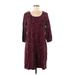 Soma Casual Dress - Shift Scoop Neck 3/4 sleeves: Burgundy Dresses - New - Women's Size Medium