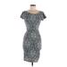 Love J Casual Dress - Bodycon: Teal Brocade Dresses - Women's Size Medium