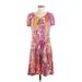 MSK Casual Dress - Mini Scoop Neck Short sleeves: Pink Dresses - Women's Size Small