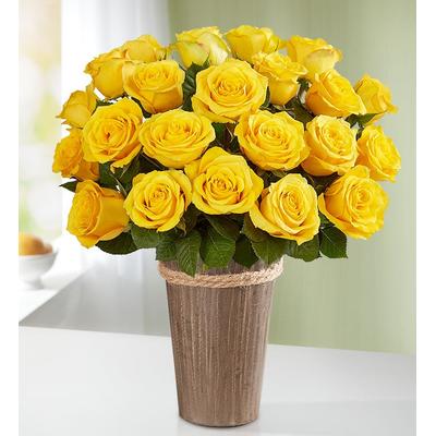 1-800-Flowers Flower Delivery Yellow Roses 12-24 Stems, 24 Stems W/ Woodland Vase