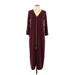 Zara Casual Dress - Midi V-Neck 3/4 sleeves: Burgundy Solid Dresses - New - Women's Size Small