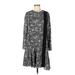 Proenza Schouler Casual Dress - DropWaist Crew Neck 3/4 sleeves: Black Floral Dresses - Women's Size 8