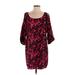 Express Casual Dress - Shift Scoop Neck 3/4 sleeves: Burgundy Dresses - New - Women's Size X-Small