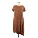 Lularoe Casual Dress - Midi Crew Neck Short sleeves: Brown Marled Dresses - Women's Size Large