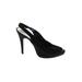 Kelly & Katie Heels: Slingback Stiletto Minimalist Black Solid Shoes - Women's Size 10 - Peep Toe