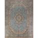 Blue Medallion Tabriz Persian Rug Hand-Knotted Floral Wool Carpet - 9'6"x 12'9"