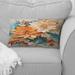 Designart "Orange Teal Botanical Whirlwind I" Abstract Printed Throw Pillow