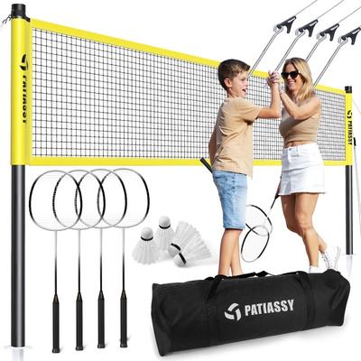 Professional Badminton Net Set with 4 Badminton Rackets, Badminton Shuttlecocks and Carrying Bag
