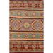 Multi-Color Geometric Kazak Foyer Rug Hand-Knotted Wool Carpet - 2'6"x 4'0"