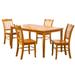 Jake 5 Piece Solid Wood Dining Table Set with Slat Back Chairs, Oak Brown