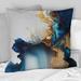 Designart "Abstract Geode Gold And Blue Marble I" Marble Abstract Printed Throw Pillow